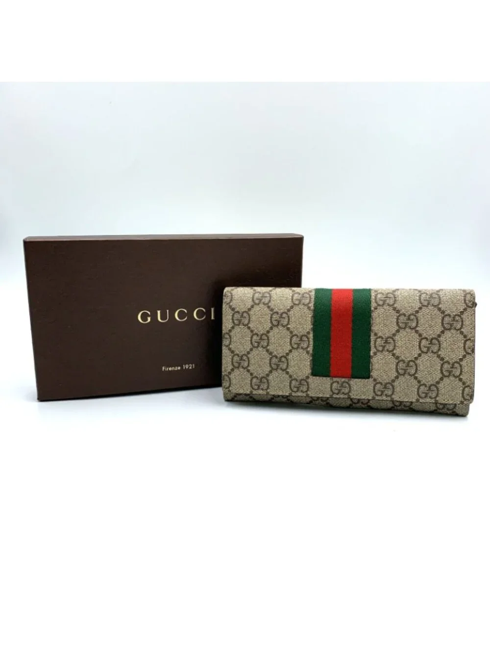 ★SOLD★ Gucci New Ophidia GG Supreme Leather Brown Wallet Gold - Picture 15 of 15